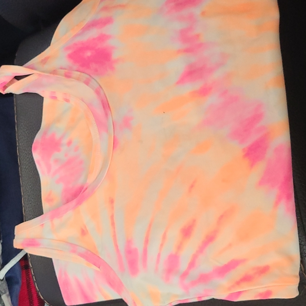Tie dye pink and orange tank top